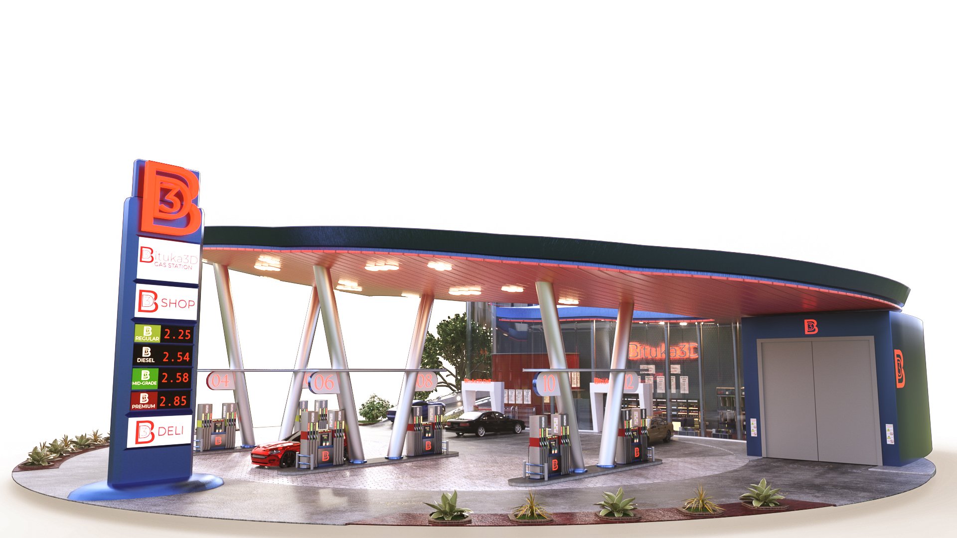 Bituka3d Gas Station Bituka3d Gas Station by: bituka3d, 3D Models by Daz 3D