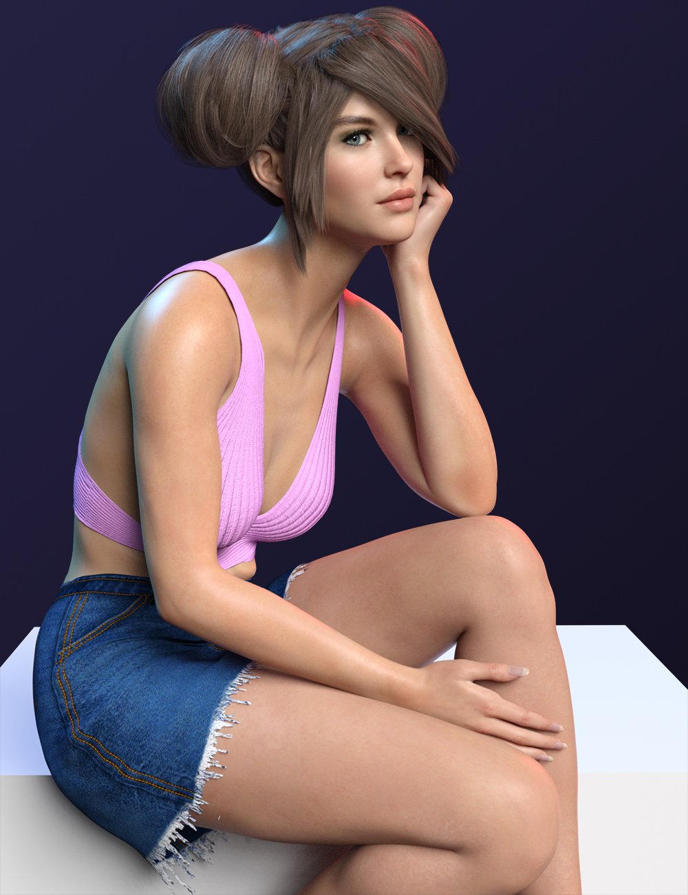 X-Fashion dForce Casual Denim Outfit for Genesis 8 Females by: xtrart-3d, 3D Models by Daz 3D