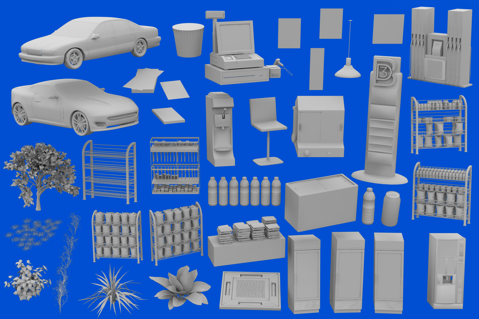 Bituka3d Gas Station Props by: bituka3d, 3D Models by Daz 3D