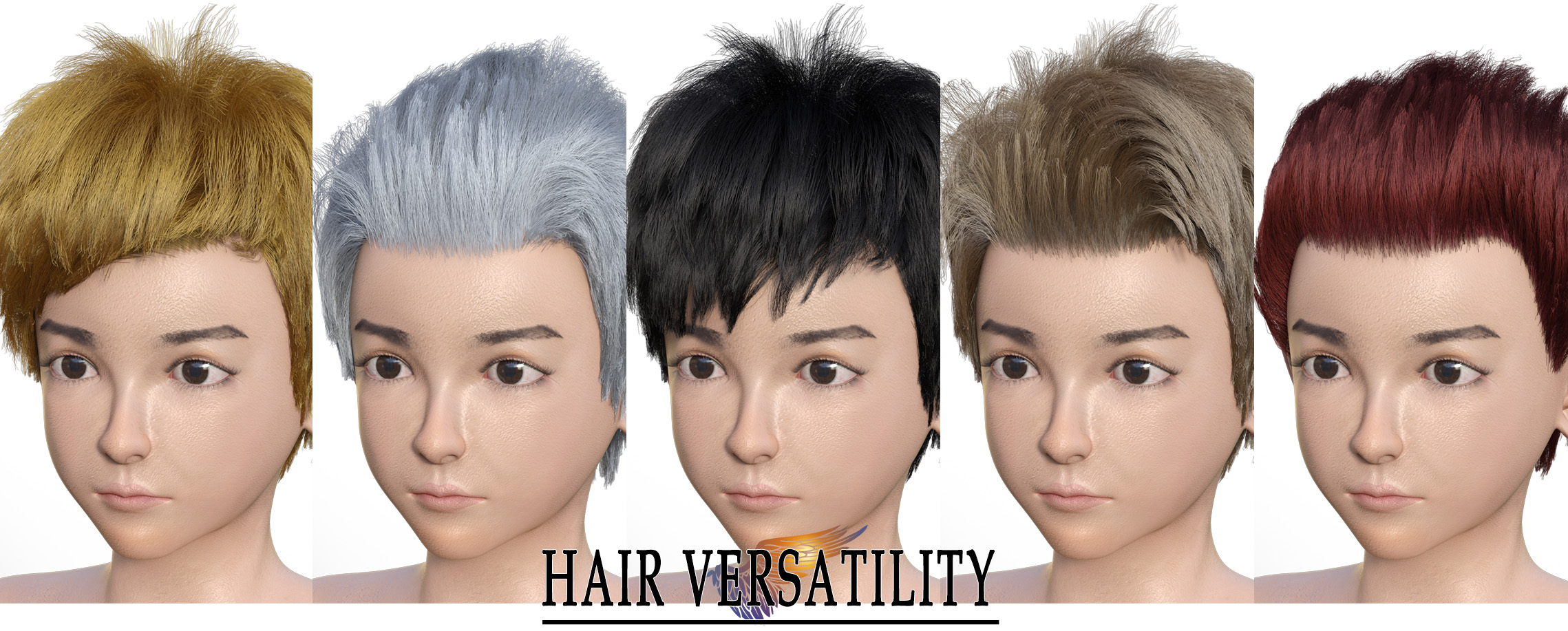 Kin Character and dForce Kin Hair for Genesis 8 Males by: Panda, 3D Models by Daz 3D