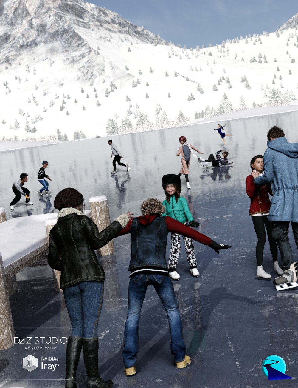 Now-Crowd Billboards - On the Ice (Winter Fun Vol I) by: RiverSoft Art, 3D Models by Daz 3D