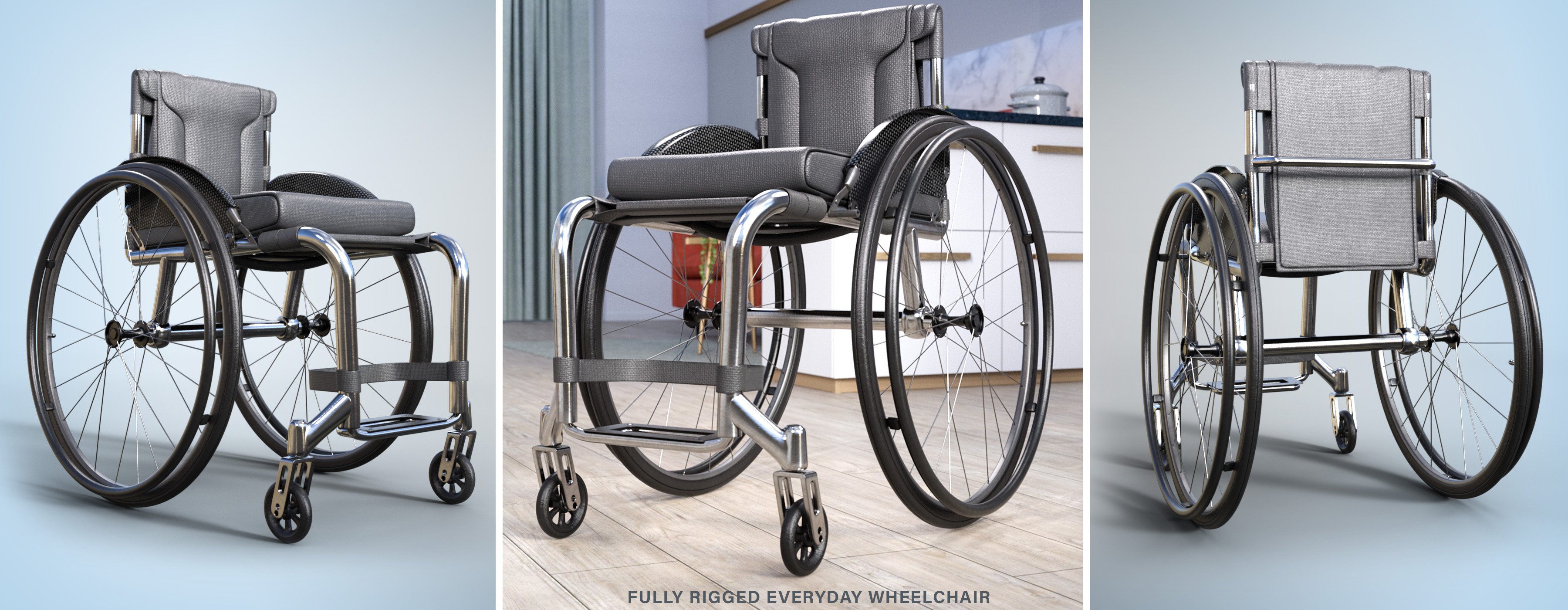 Z Everyday Wheelchair and Poses for Genesis 8.1 by: Zeddicuss, 3D Models by Daz 3D