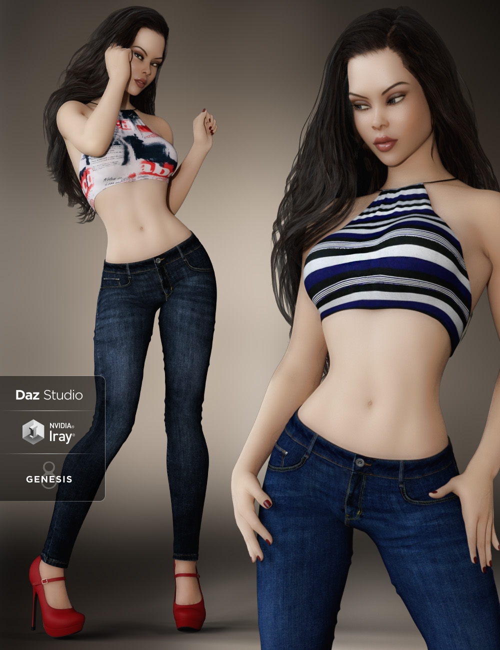 Cute Casual Outfit for Genesis 8 Females by: Pretty3D, 3D Models by Daz 3D