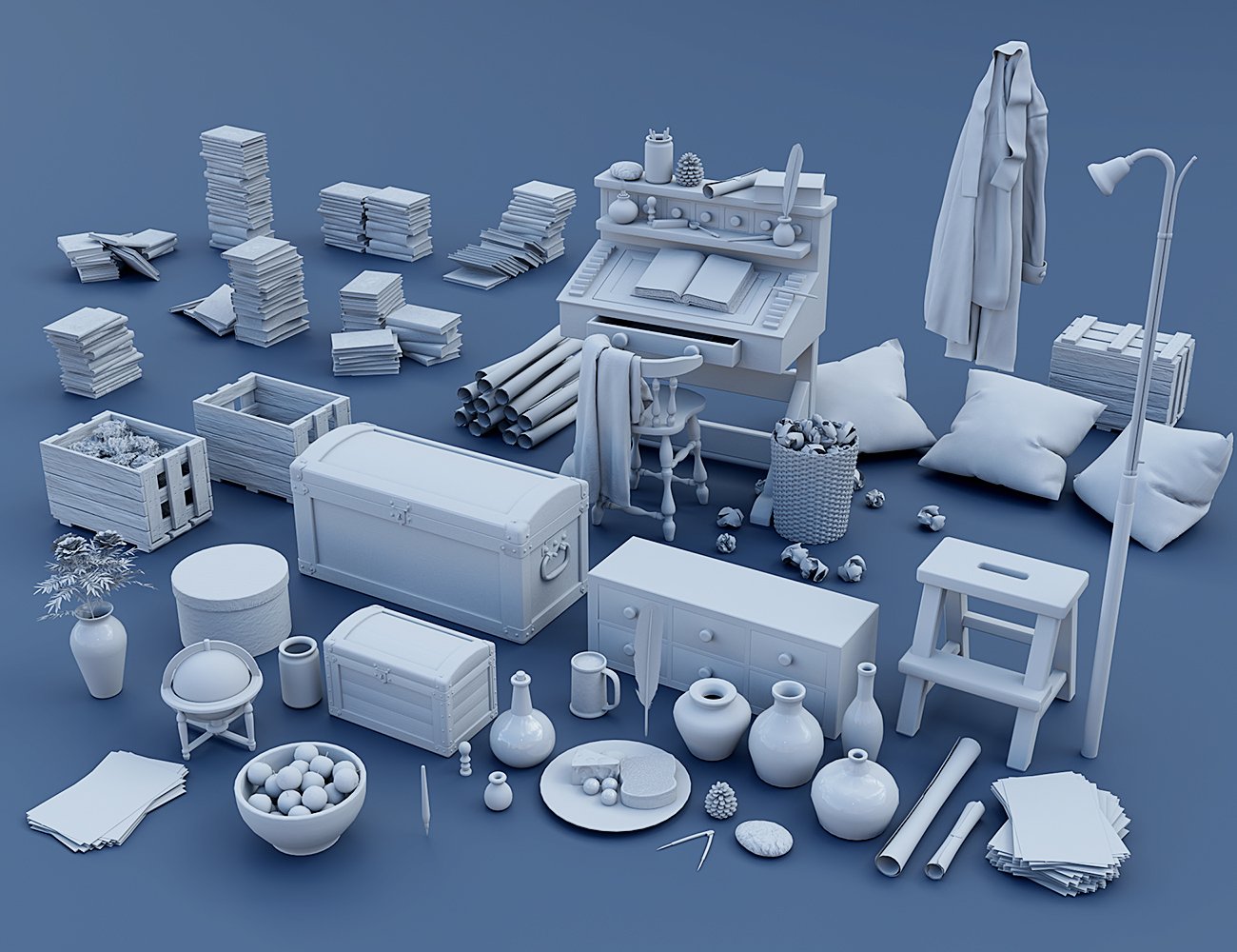 Ye Olde Library Props Add-on Ye Olde Library Props Add-on by: Predatron, 3D Models by Daz 3D