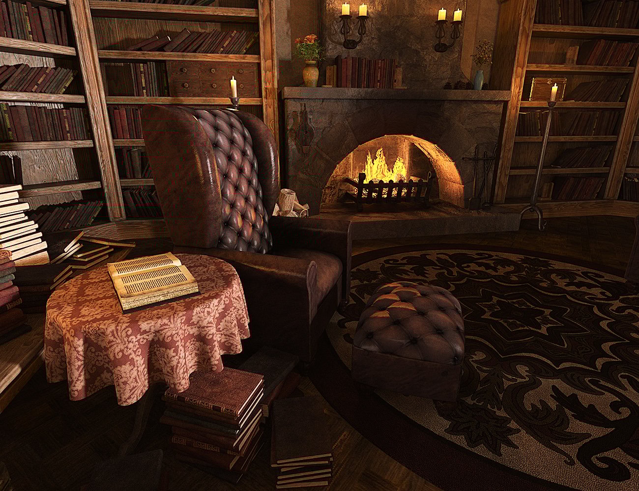 Ye Olde Library Props Add-on Ye Olde Library Props Add-on by: Predatron, 3D Models by Daz 3D
