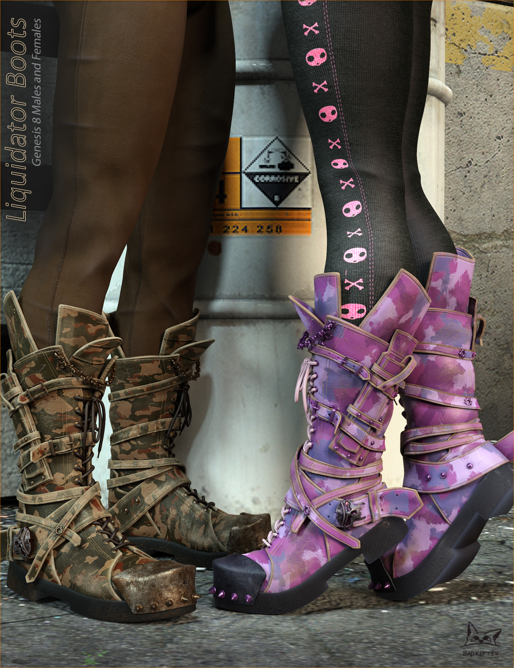 Liquidator Boots for Genesis 8 by: BadKitteh Co, 3D Models by Daz 3D