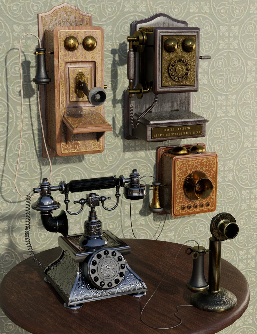 Antique Telephones by: Merlin Studios, 3D Models by Daz 3D