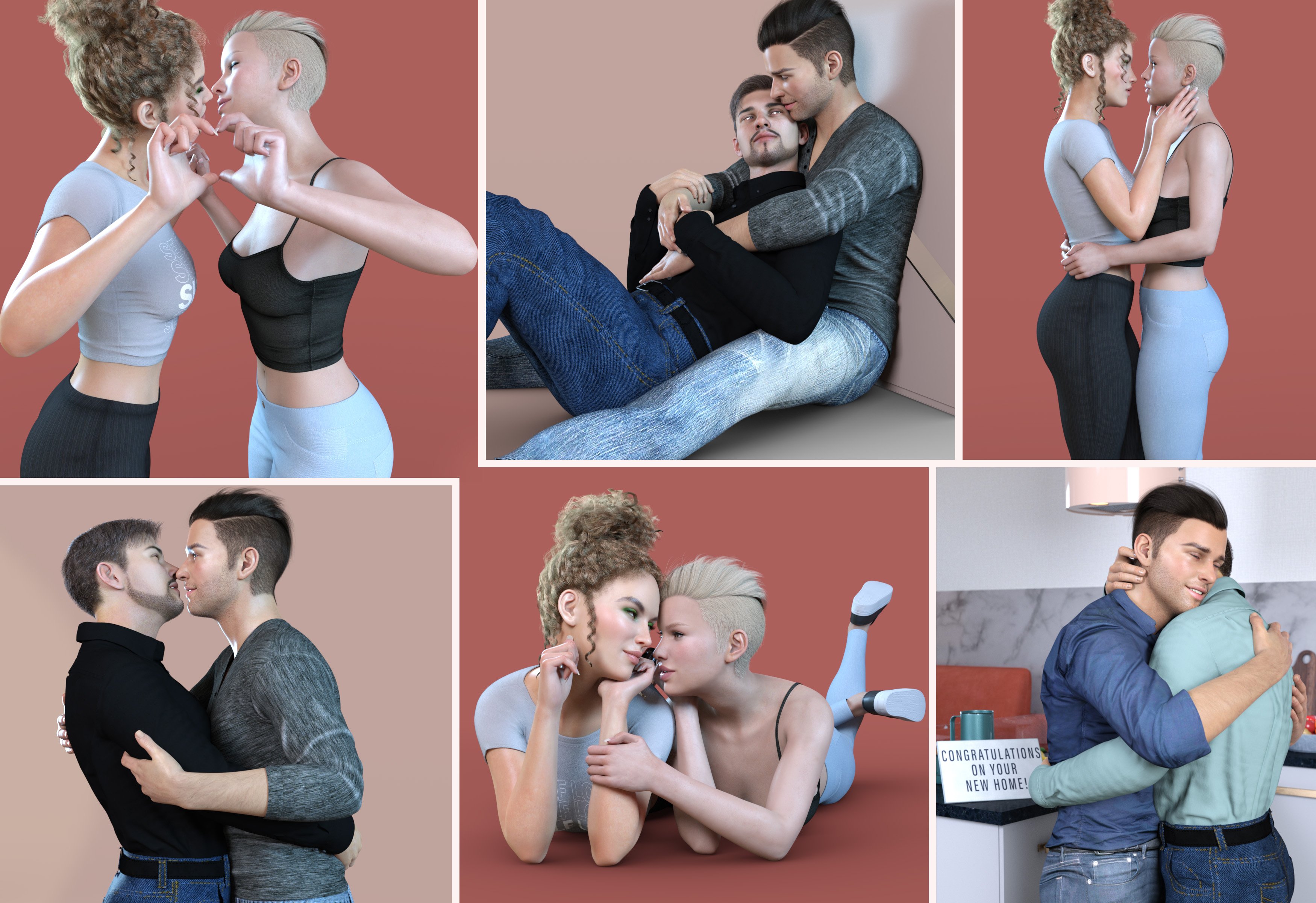 Z Love and Intimacy Couple Poses for Genesis 8 and 8.1 by: Zeddicuss, 3D Models by Daz 3D