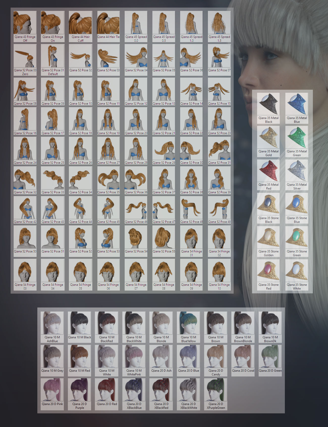 Qiana Hair for Genesis 3 and 8 Females Qiana Hair for Genesis 3 and 8 Females by: AprilYSH, 3D Models by Daz 3D