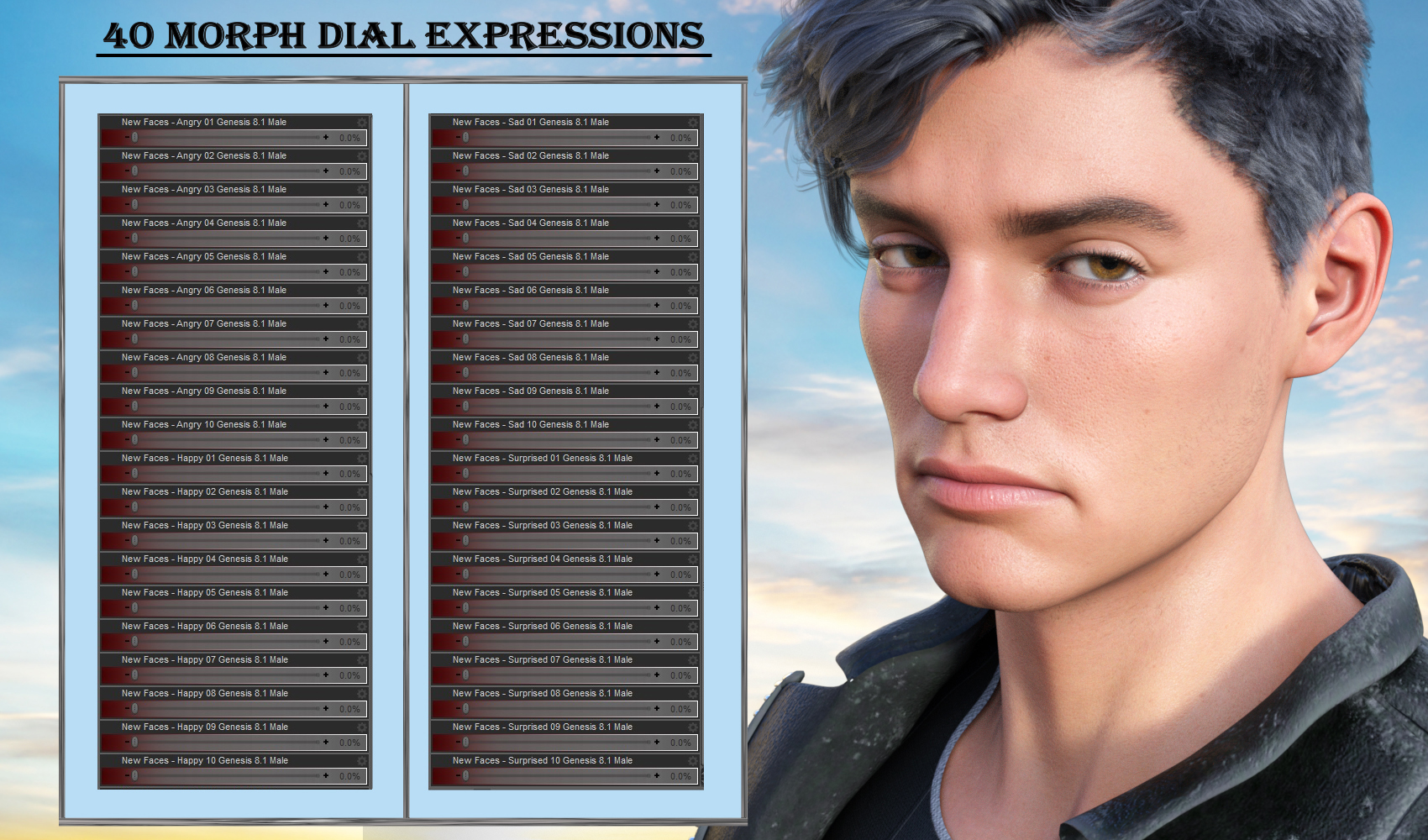 New Faces Expressions for Genesis 8.1 Male and Michael 8.1 New Faces Expressions for Genesis 8.1 Male and Michael 8.1 by: JWolf, 3D Models by Daz 3D