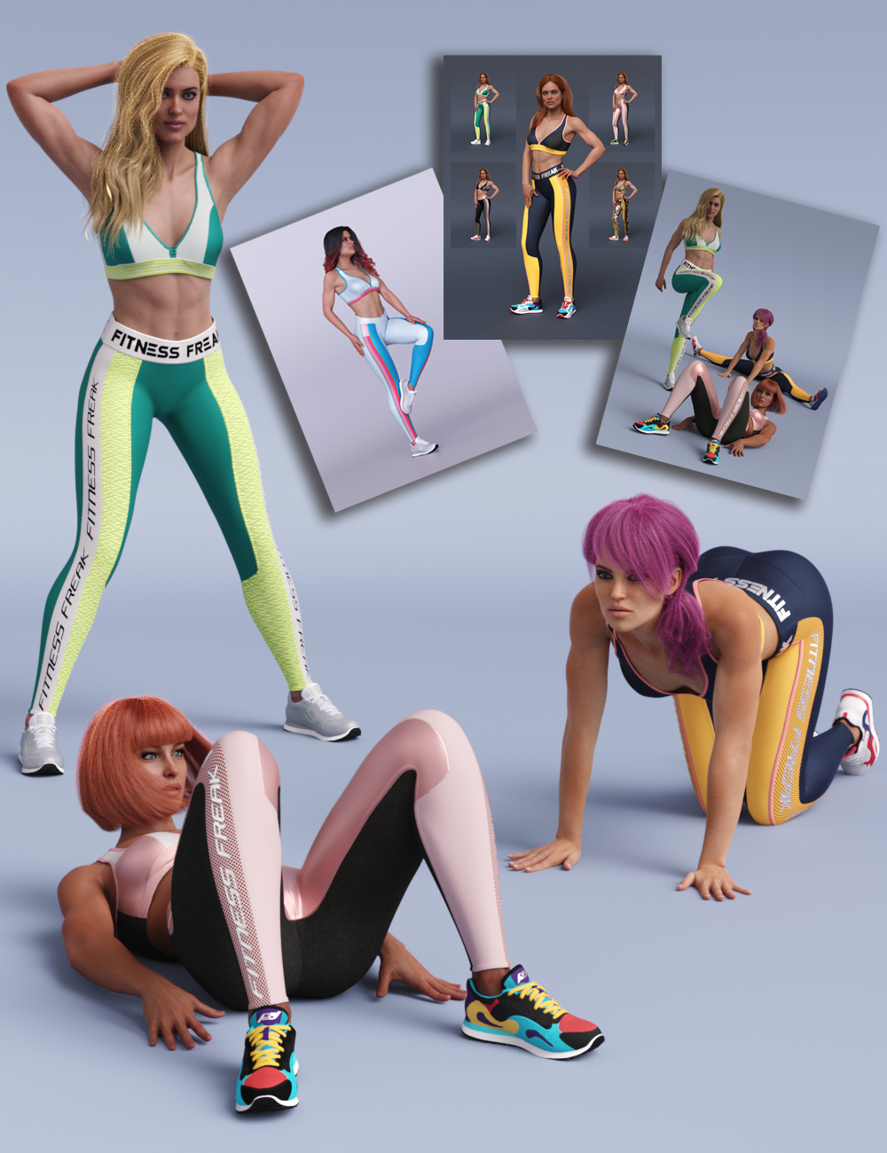S3D Fitness Set Bundle by: Slide3D, 3D Models by Daz 3D