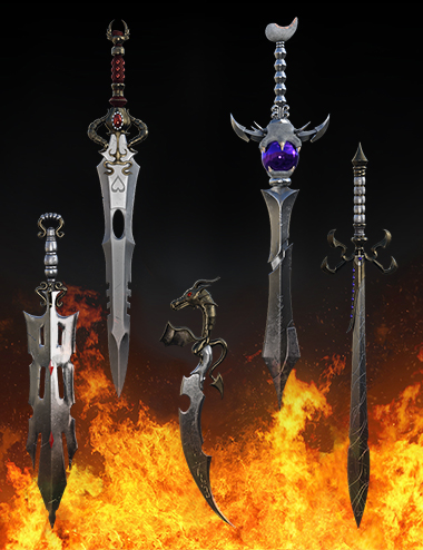 Fantasy Swords Collection Vol1 for Genesis 8 by: fjaa3d, 3D Models by Daz 3D