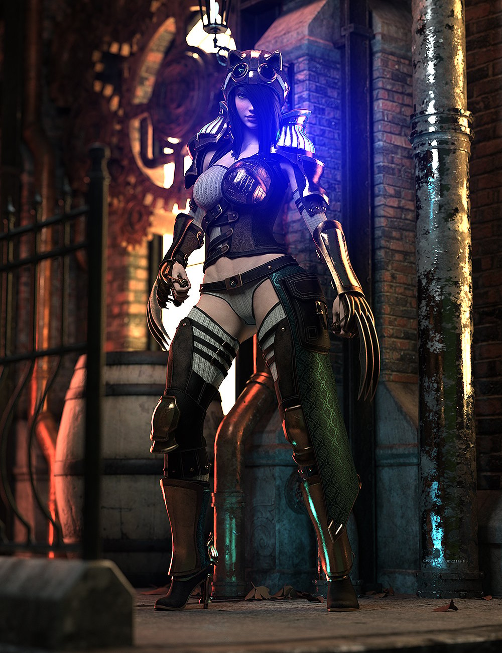 dForce Lynx Steampunk Armor for Genesis 8.1 Females by: Val3dart, 3D Models by Daz 3D