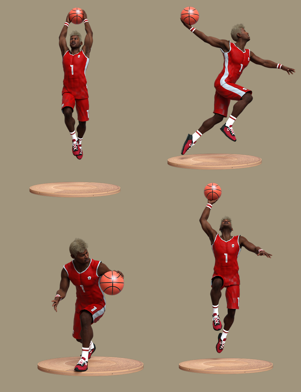 Basketball Poses for Genesis 8 and 8.1 Male by: Ensary, 3D Models by Daz 3D