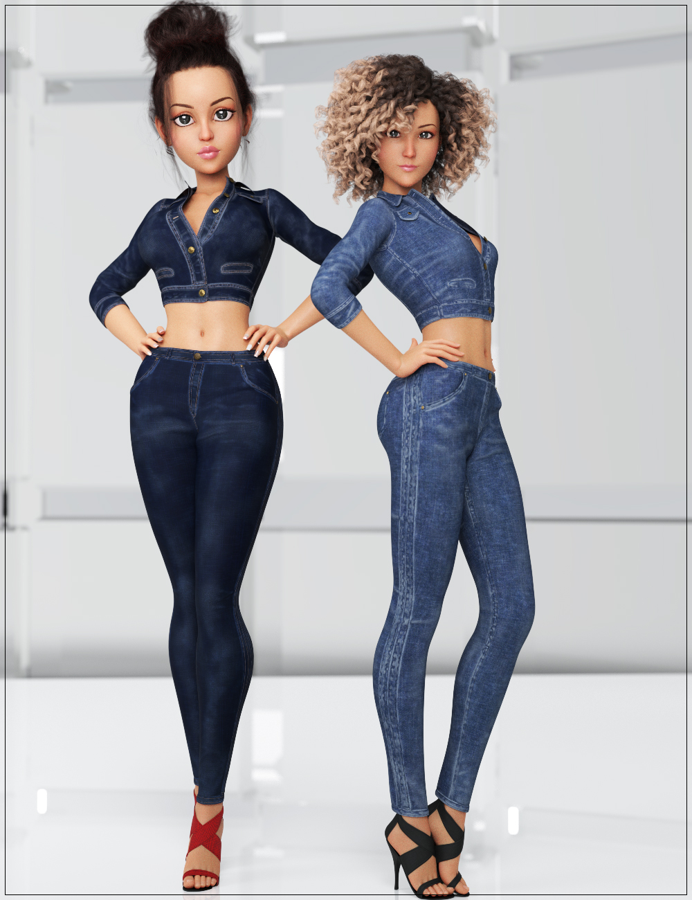 Denim Dreams Outfit for Genesis 8 and 8.1 Females by: Nikisatez, 3D Models by Daz 3D