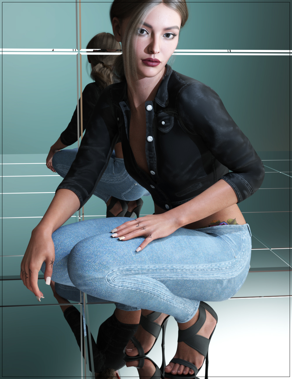 Denim Dreams Outfit for Genesis 8 and 8.1 Females Denim Dreams Outfit for Genesis 8 and 8.1 Females by: Nikisatez, 3D Models by Daz 3D
