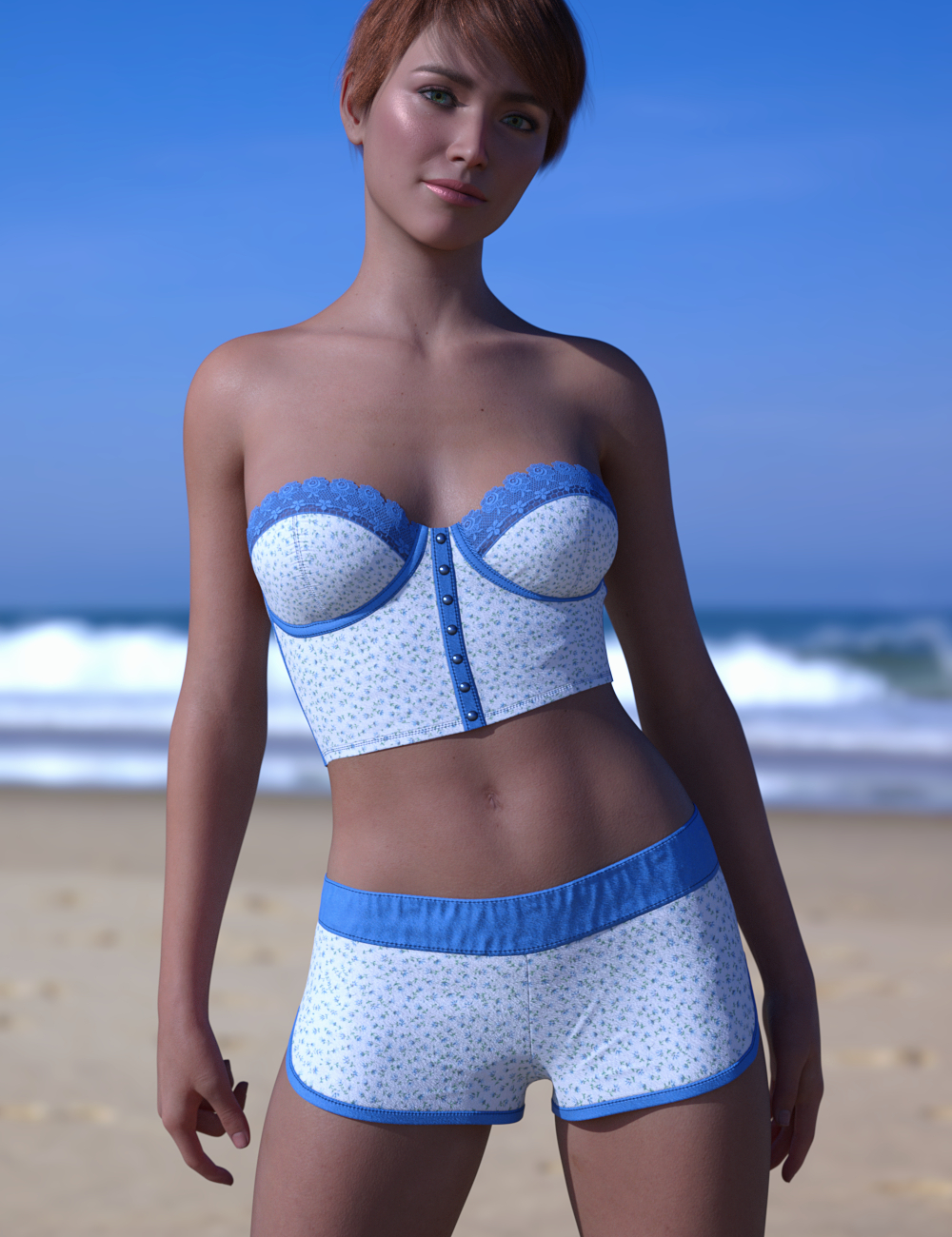dForce SunnySweet Outfit for Genesis 8 and 8.1 Females by: Leviathan, 3D Models by Daz 3D