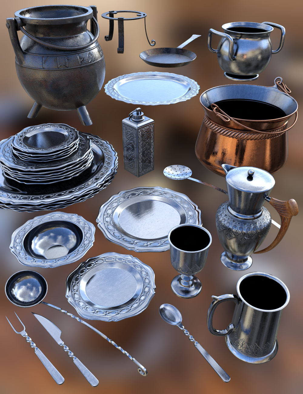 Medieval Kitchenware by: Merlin Studios, 3D Models by Daz 3D