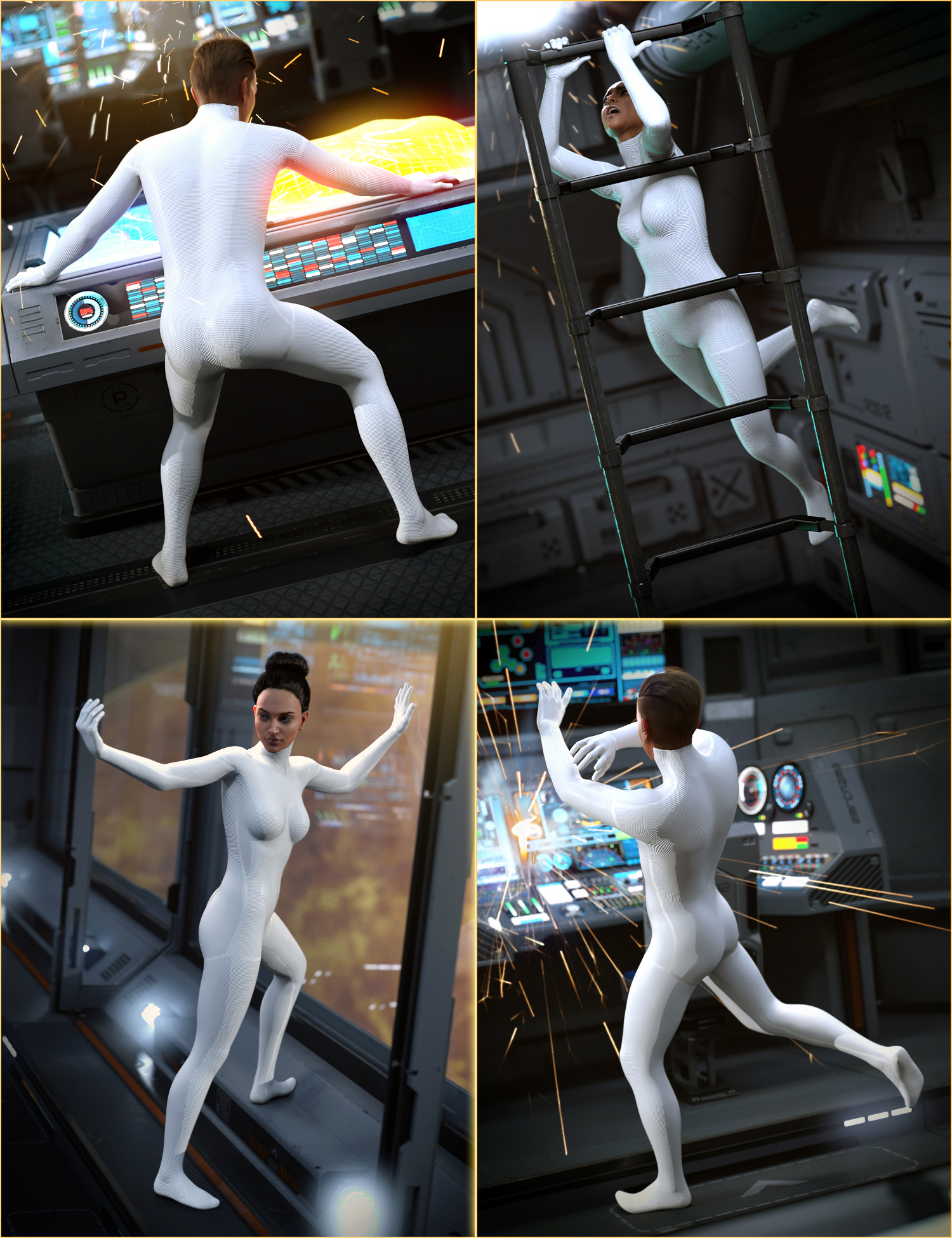 Solaris Crew Battle Stations Poses for Genesis 8 by: Devon, 3D Models by Daz 3D