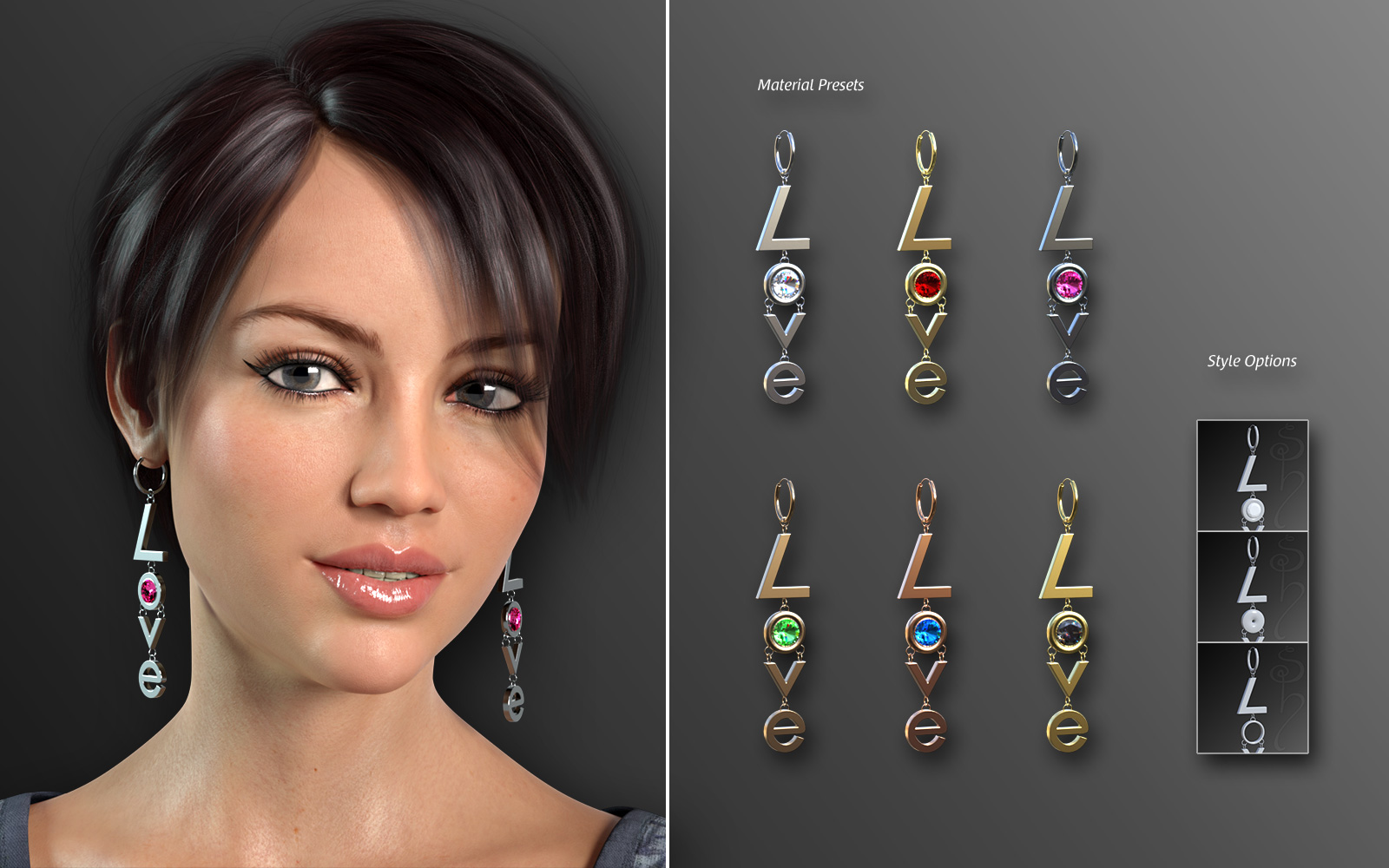 Statement Earrings Megapack for Genesis 8 and 8.1 Females by: esha, 3D Models by Daz 3D