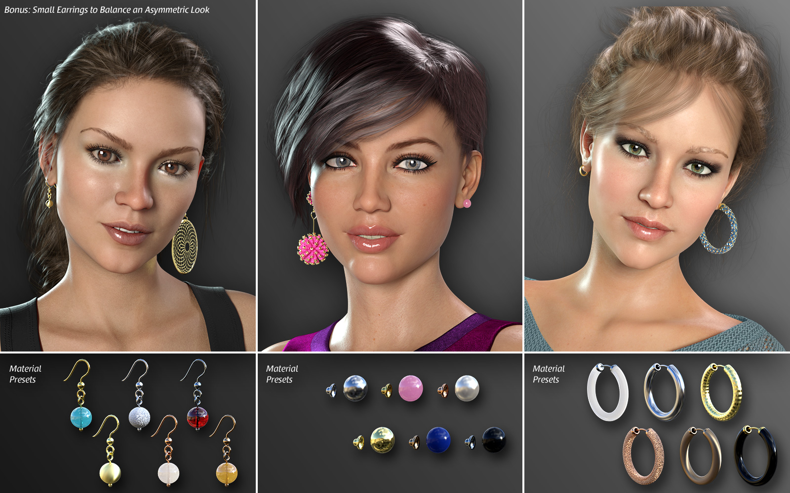 Statement Earrings Megapack for Genesis 8 and 8.1 Females Statement Earrings Megapack for Genesis 8 and 8.1 Females by: esha, 3D Models by Daz 3D