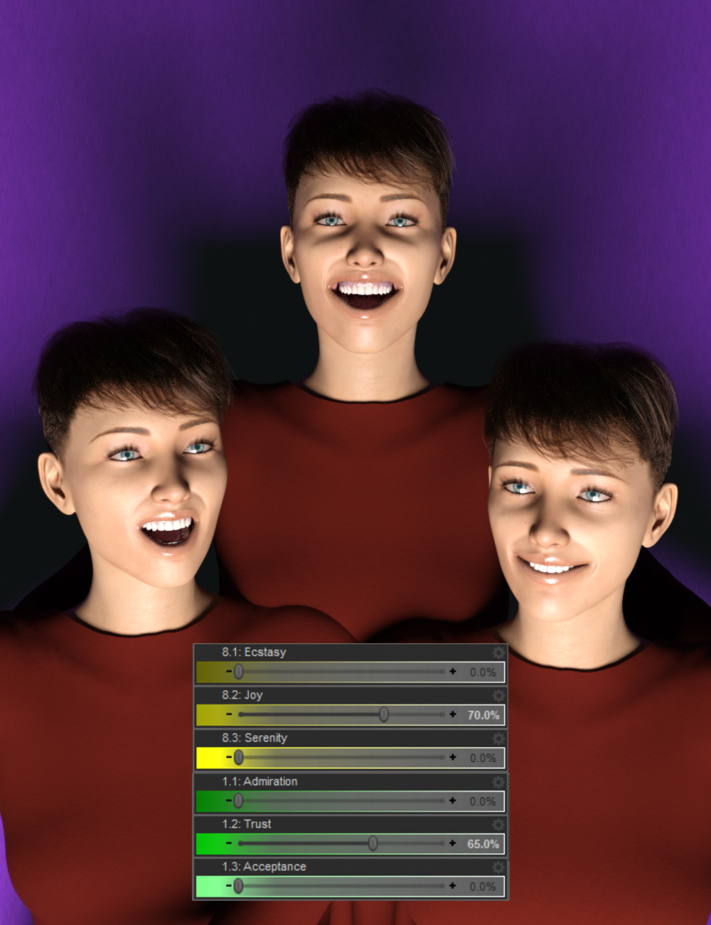 Emotion Wheel Expressions for Genesis 8 Female by: dobit, 3D Models by Daz 3D