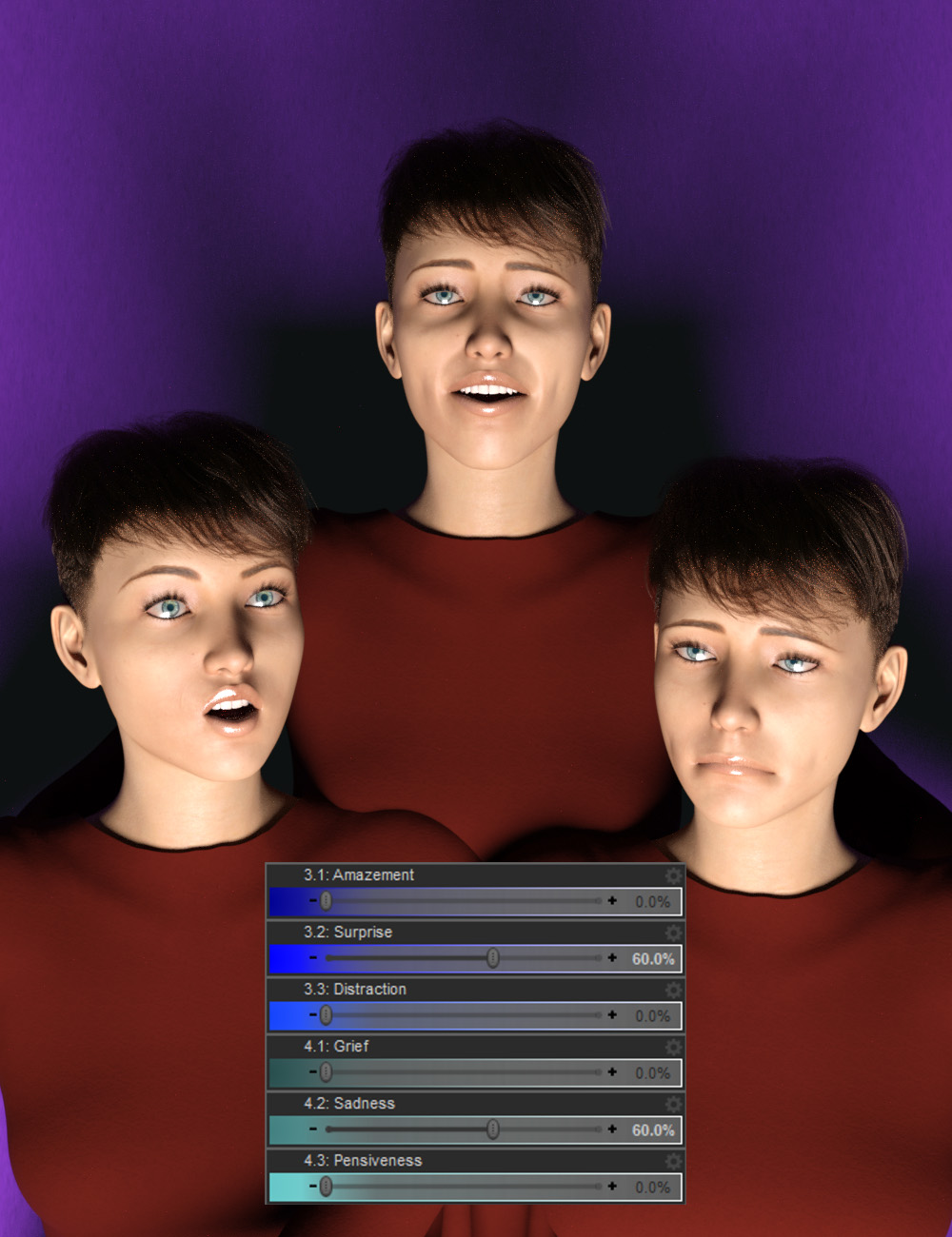 Emotion Wheel Expressions for Genesis 8 Female Emotion Wheel Expressions for Genesis 8 Female by: dobit, 3D Models by Daz 3D