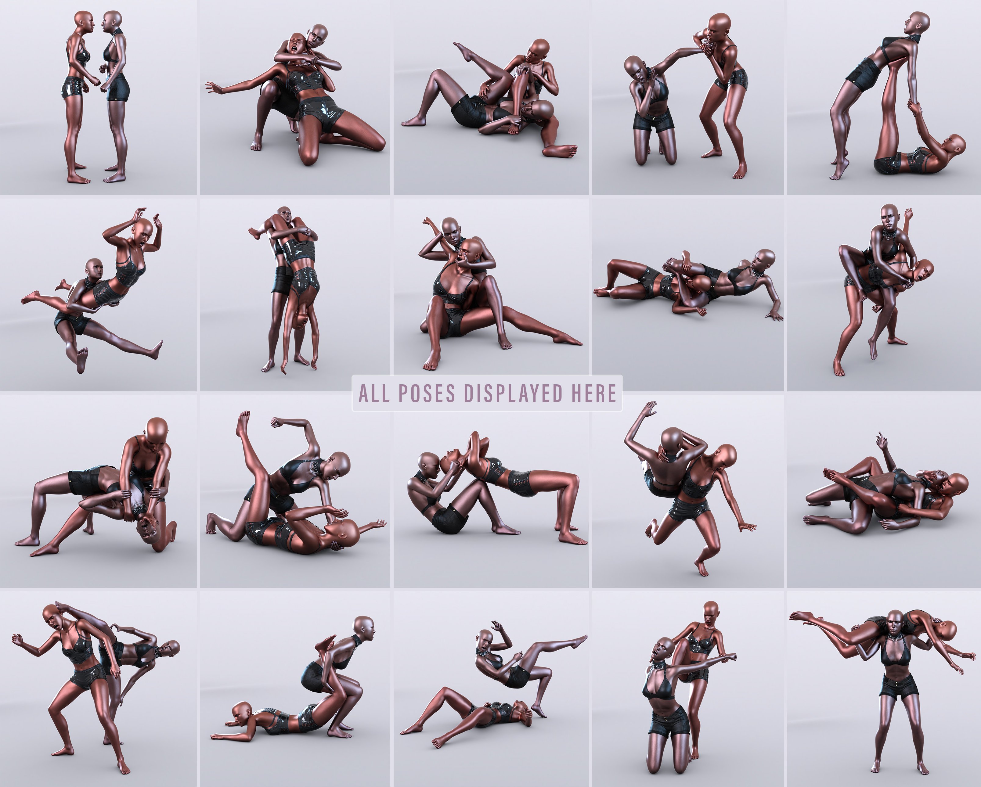 Z Fierce Combat Couple Poses for Genesis 8 and 8.1 Female by: Zeddicuss, 3D Models by Daz 3D