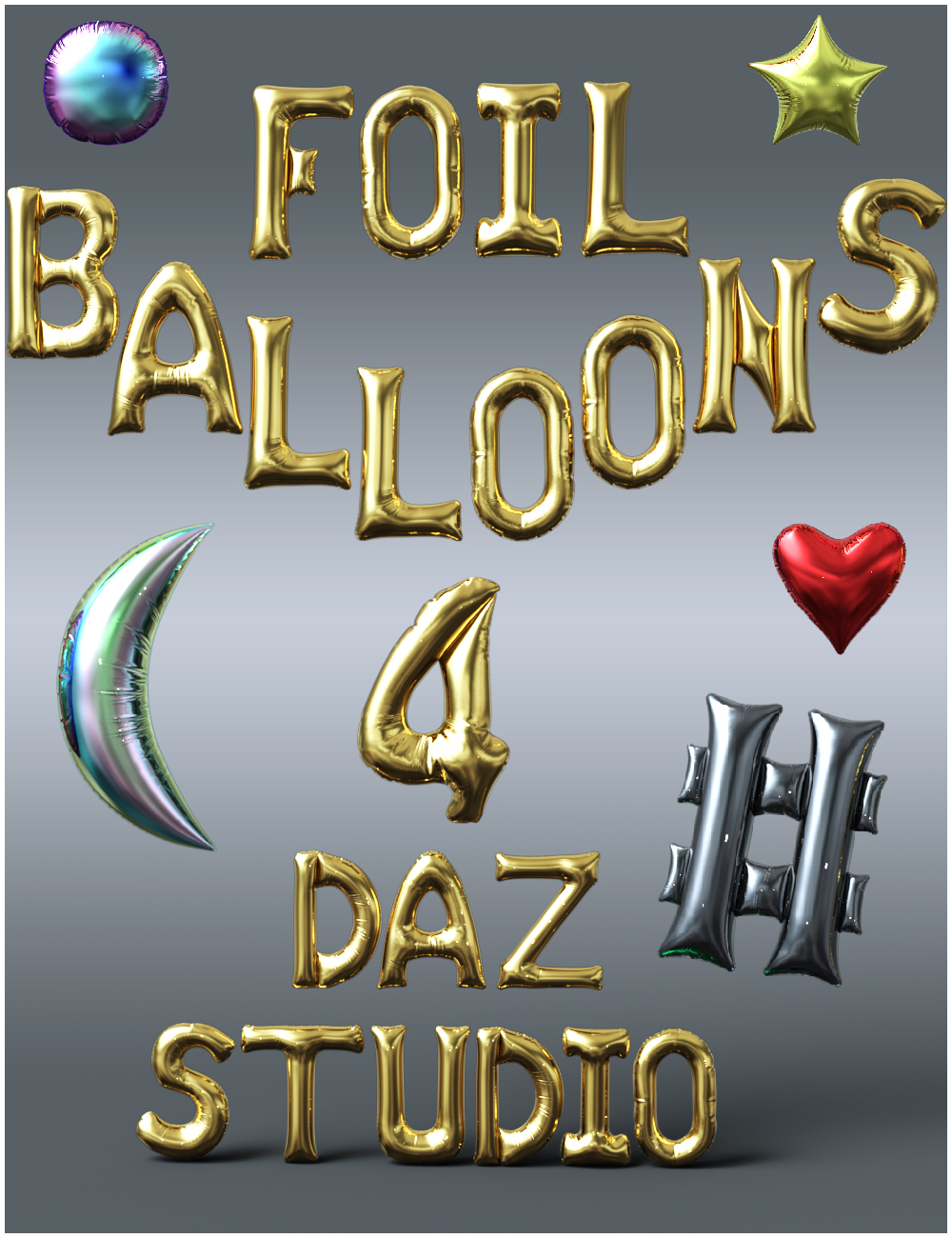 Foil Balloons Props by: Nikisatez, 3D Models by Daz 3D