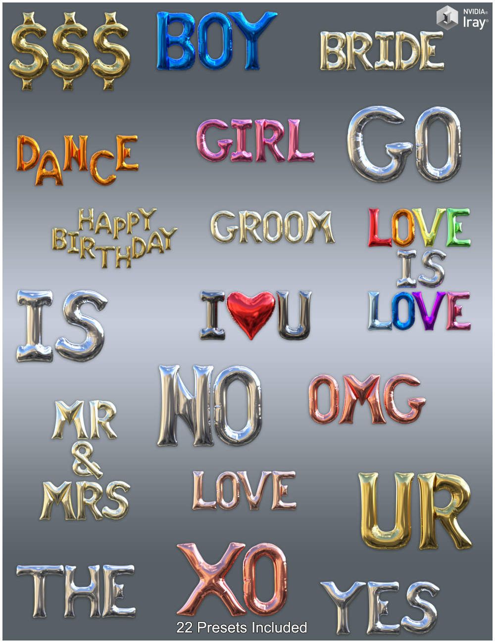 Foil Balloons Props Foil Balloons Props by: Nikisatez, 3D Models by Daz 3D