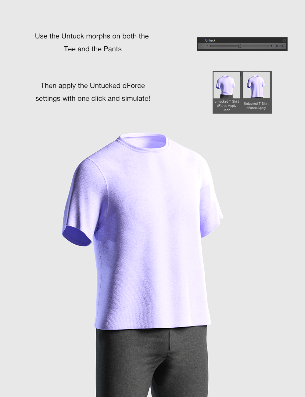 dForce Tucked Tee Outfit for Genesis 8 and 8.1 Males by: Romeo, 3D Models by Daz 3D