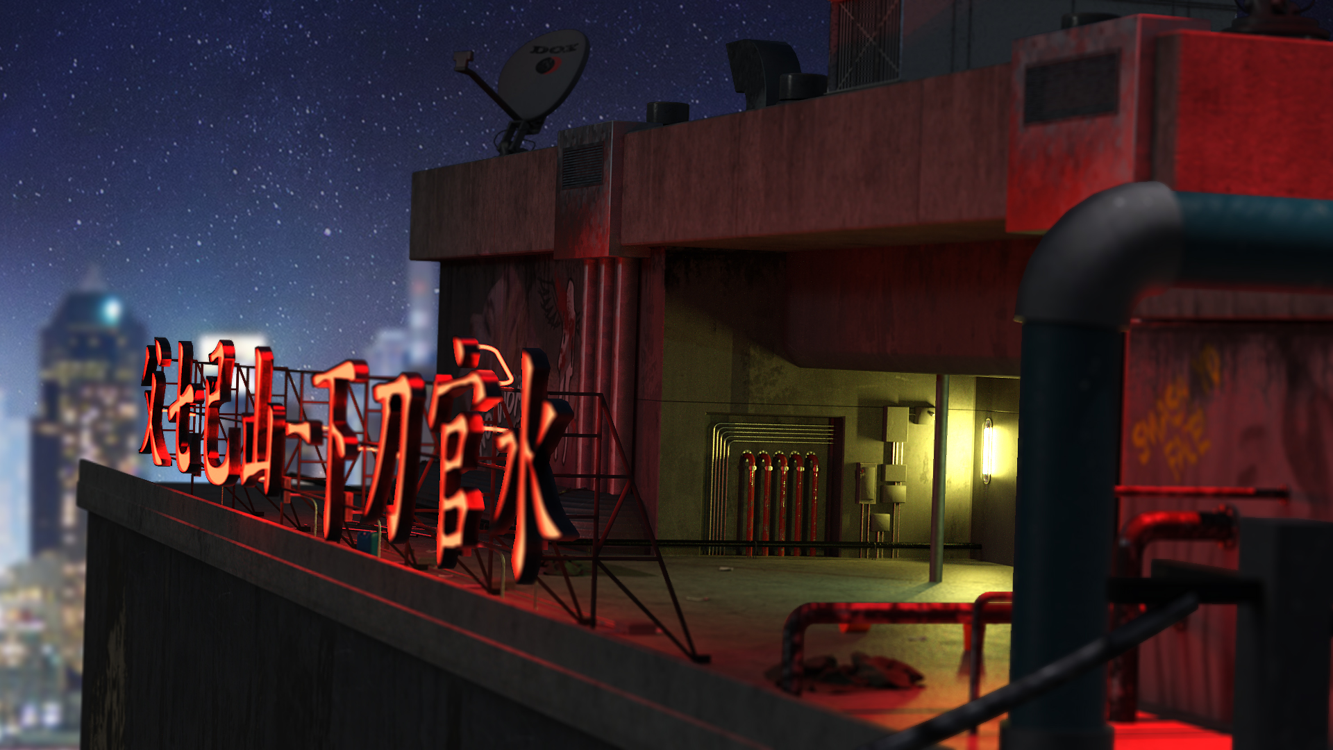 SciFi Rooftop CyberPunk by: DarkEdgeDesign, 3D Models by Daz 3D