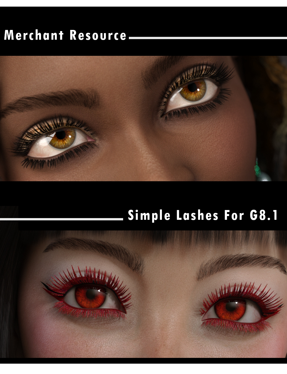 Simple Lashes Merchant Resource for Genesis 8.1 by: DisparateDreamer, 3D Models by Daz 3D