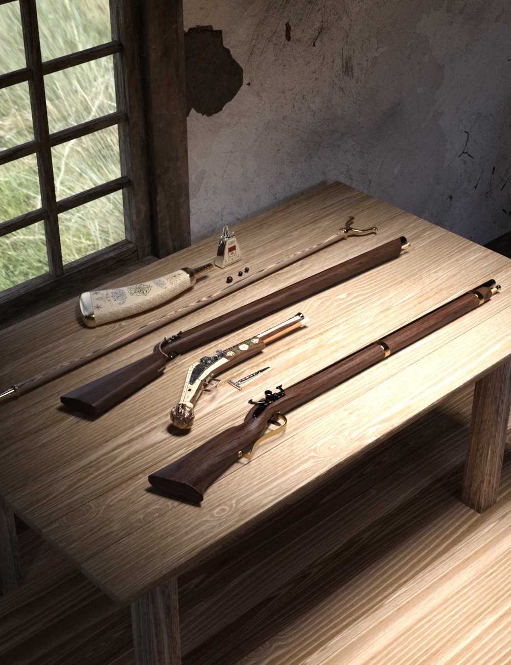 Renaissance Firearms Set by: Falcontruth, 3D Models by Daz 3D