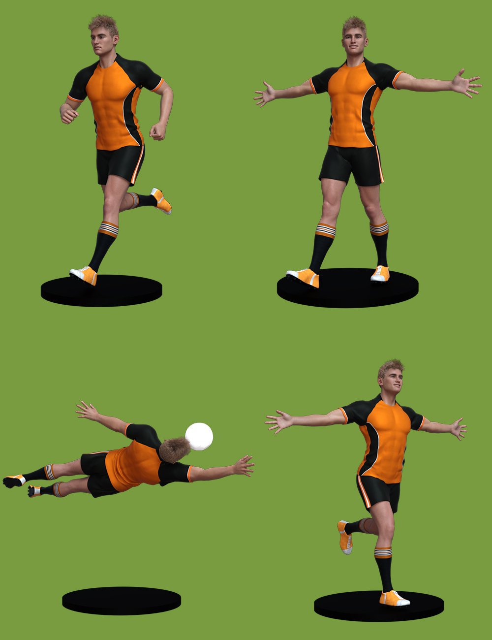 Soccer Poses for Genesis 8 and Genesis 8.1 Male by: Ensary, 3D Models by Daz 3D