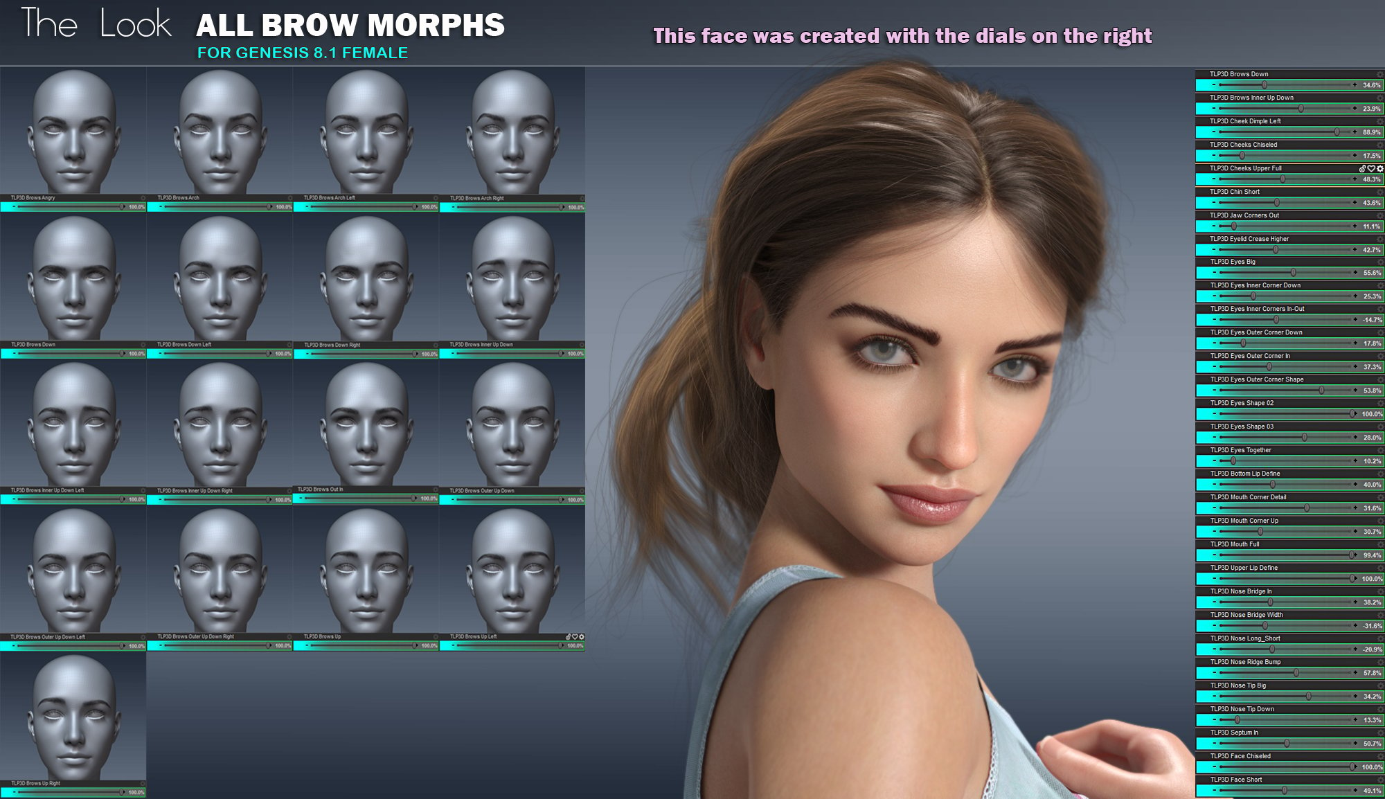 The Look Face Morph Resource for Genesis 8.1 Females by: P3Design, 3D Models by Daz 3D