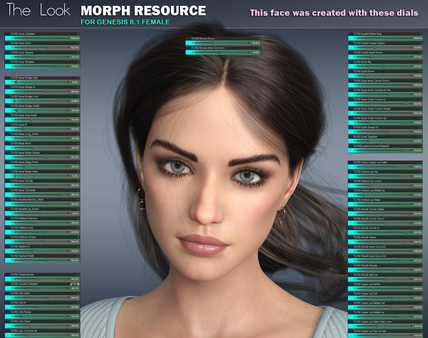 The Look Face Morph Resource for Genesis 8.1 Females by: P3Design, 3D Models by Daz 3D