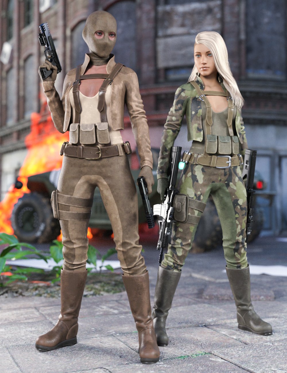 Rebel Militia Outfit for Genesis 8.1 Females by: Yura, 3D Models by Daz 3D