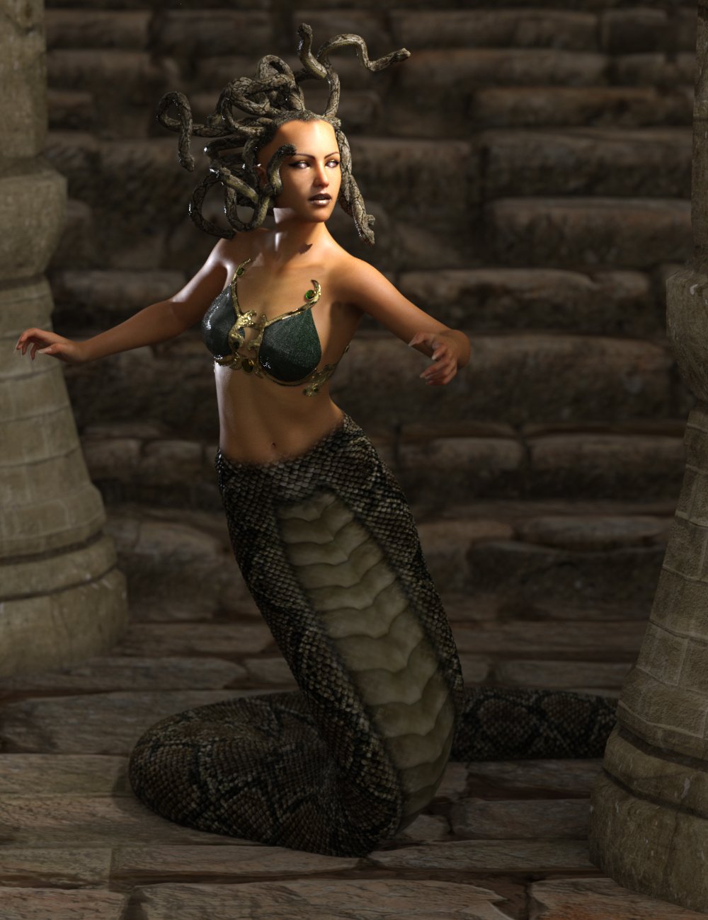 Medusa's Revenge Hierarchical Poses for Medusa by: Ensary, 3D Models by Daz 3D