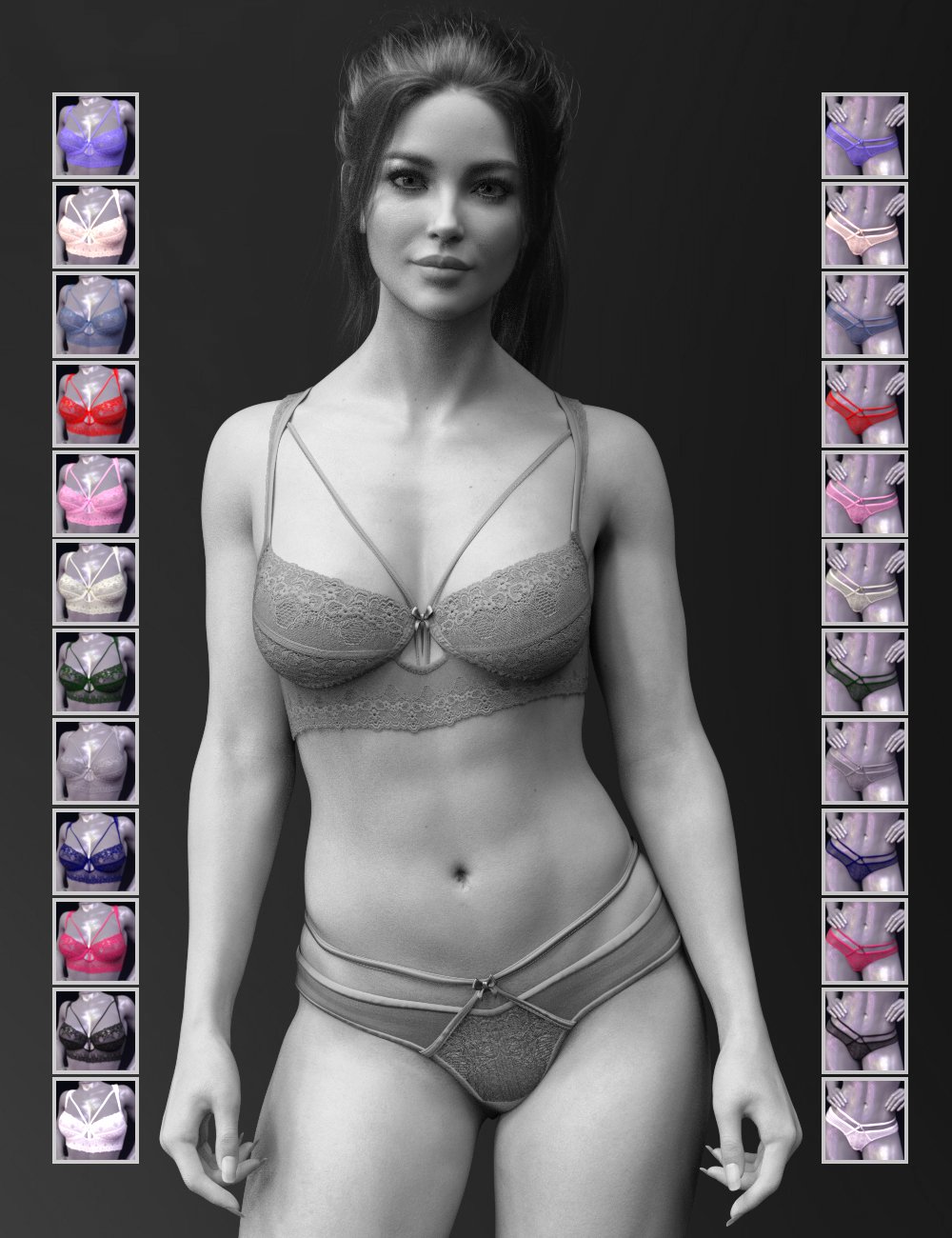 X-Fashion Dainty Lace Lingerie Set for Genesis 8 and 8.1 Females by: xtrart-3d, 3D Models by Daz 3D
