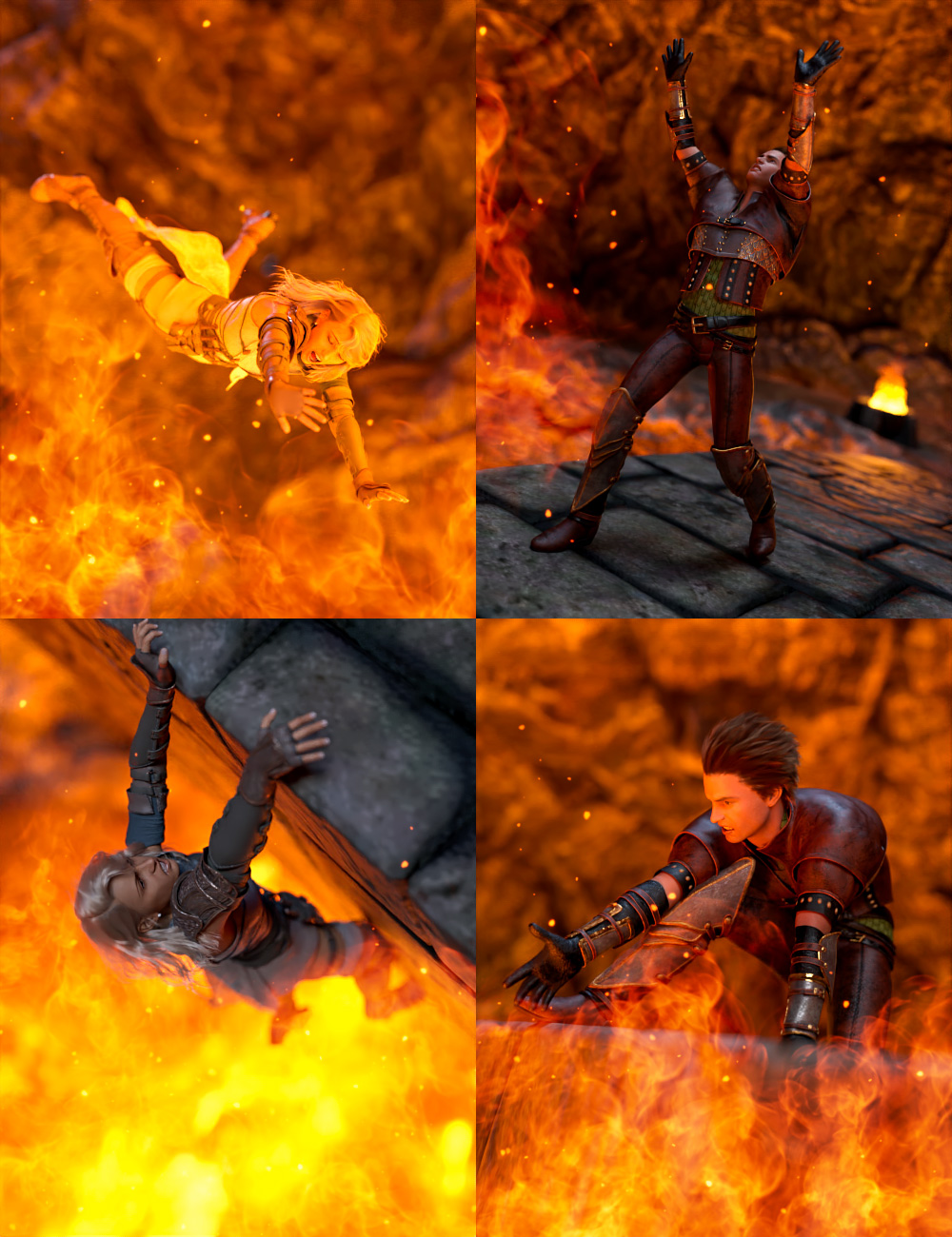 Terror Beneath Fire Mountain Poses by: Marshian, 3D Models by Daz 3D