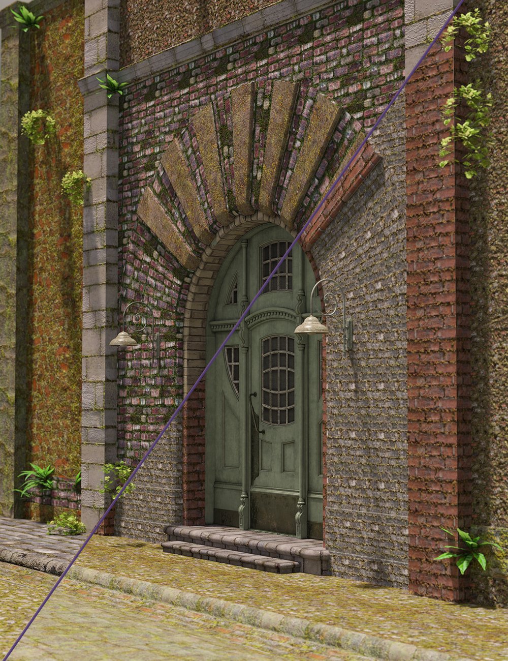 Ancient Stones- Mossy Walls by: MartinJFrost, 3D Models by Daz 3D
