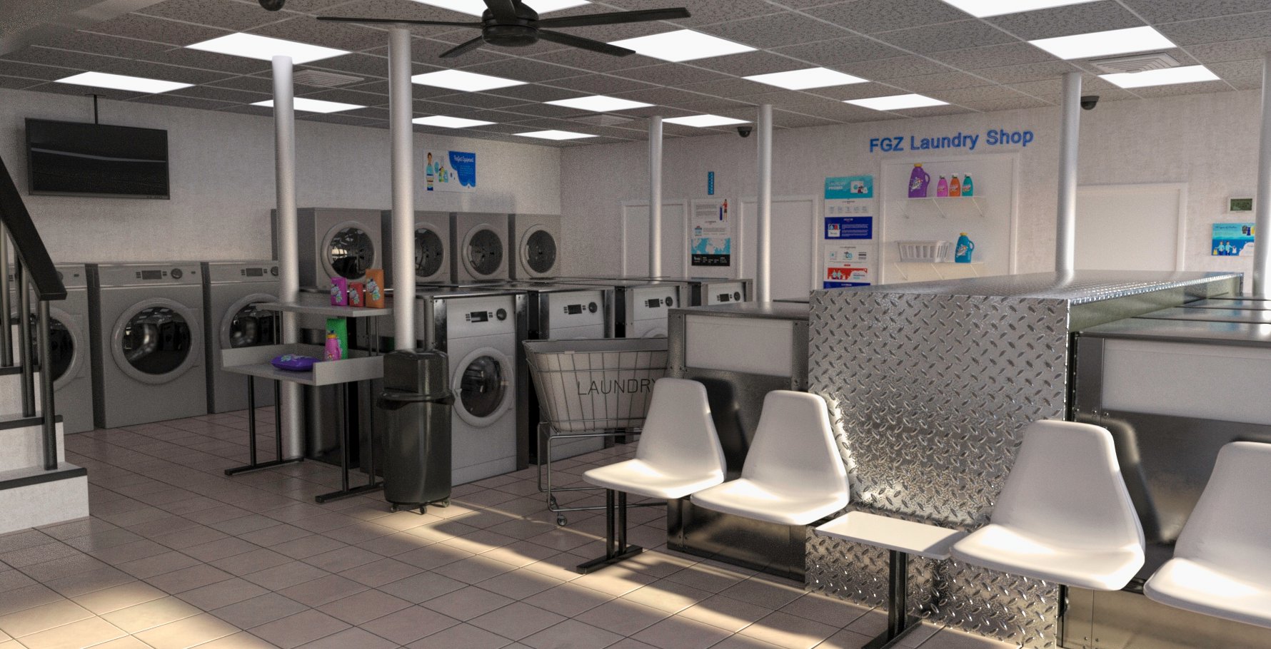 FG Apartment and Laundry Shop | Daz 3D