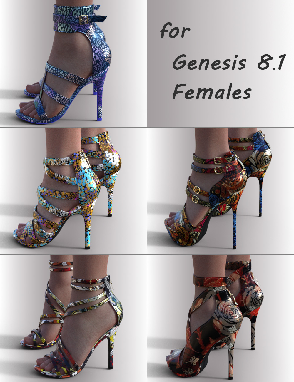 Shoes Remake for Genesis 8.1 Females Pack by: OnnelArryn, 3D Models by Daz 3D