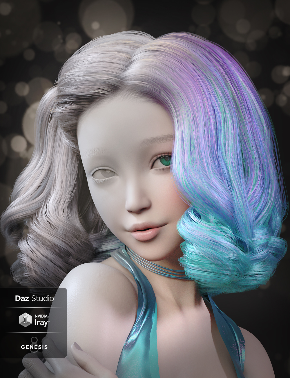 Curly Sue Hair for Genesis 8 and 8.1 Females by: Lady Littlefox, 3D Models by Daz 3D