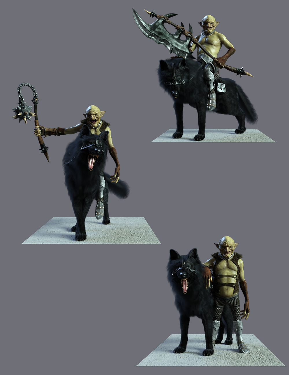 Goblin Rider Poses for War Goblin HD and Dire Wolf by: Ensary, 3D Models by Daz 3D