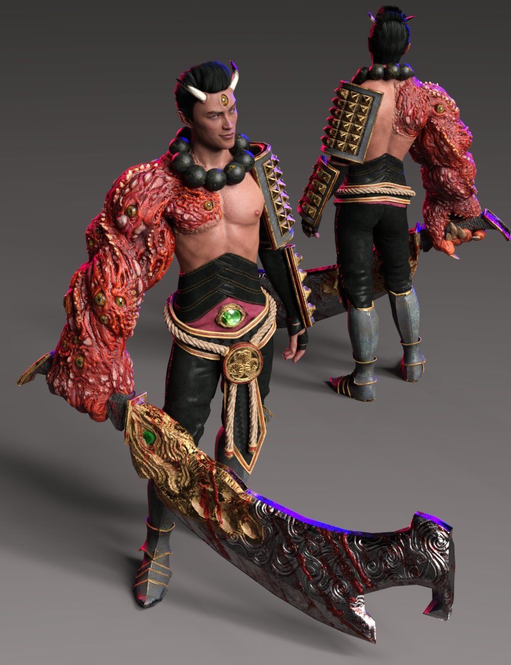 Outfit for Arm of the Demon King for Genesis 8 Males by: JoeQuick, 3D Models by Daz 3D