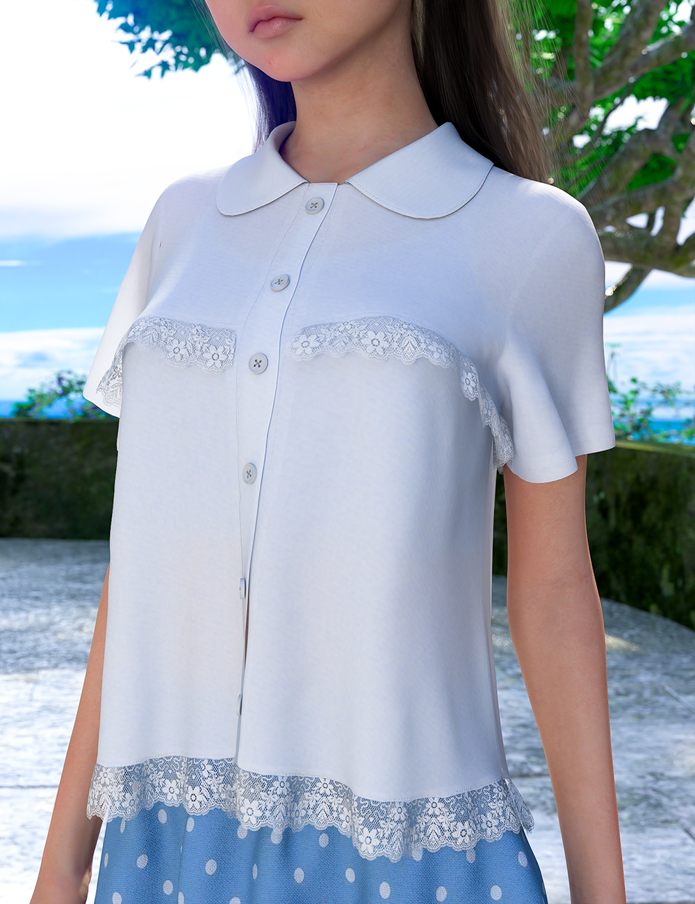 dForce Frilled Blouse and Skirt for Genesis 8 Female by: junuehara, 3D Models by Daz 3D