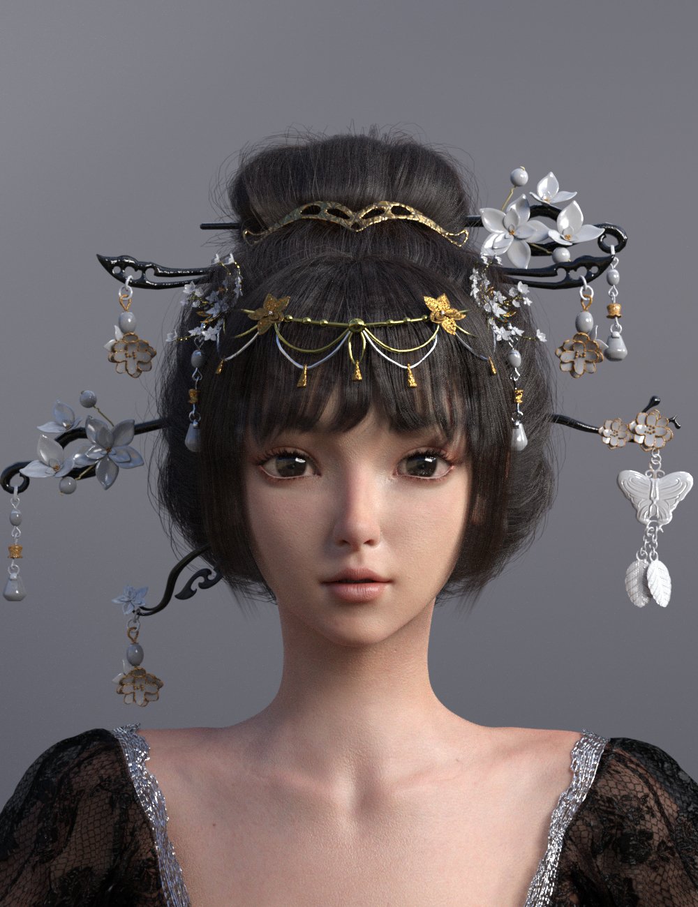 Luoqu Hair for Genesis 8.1 Female by: Ergou, 3D Models by Daz 3D