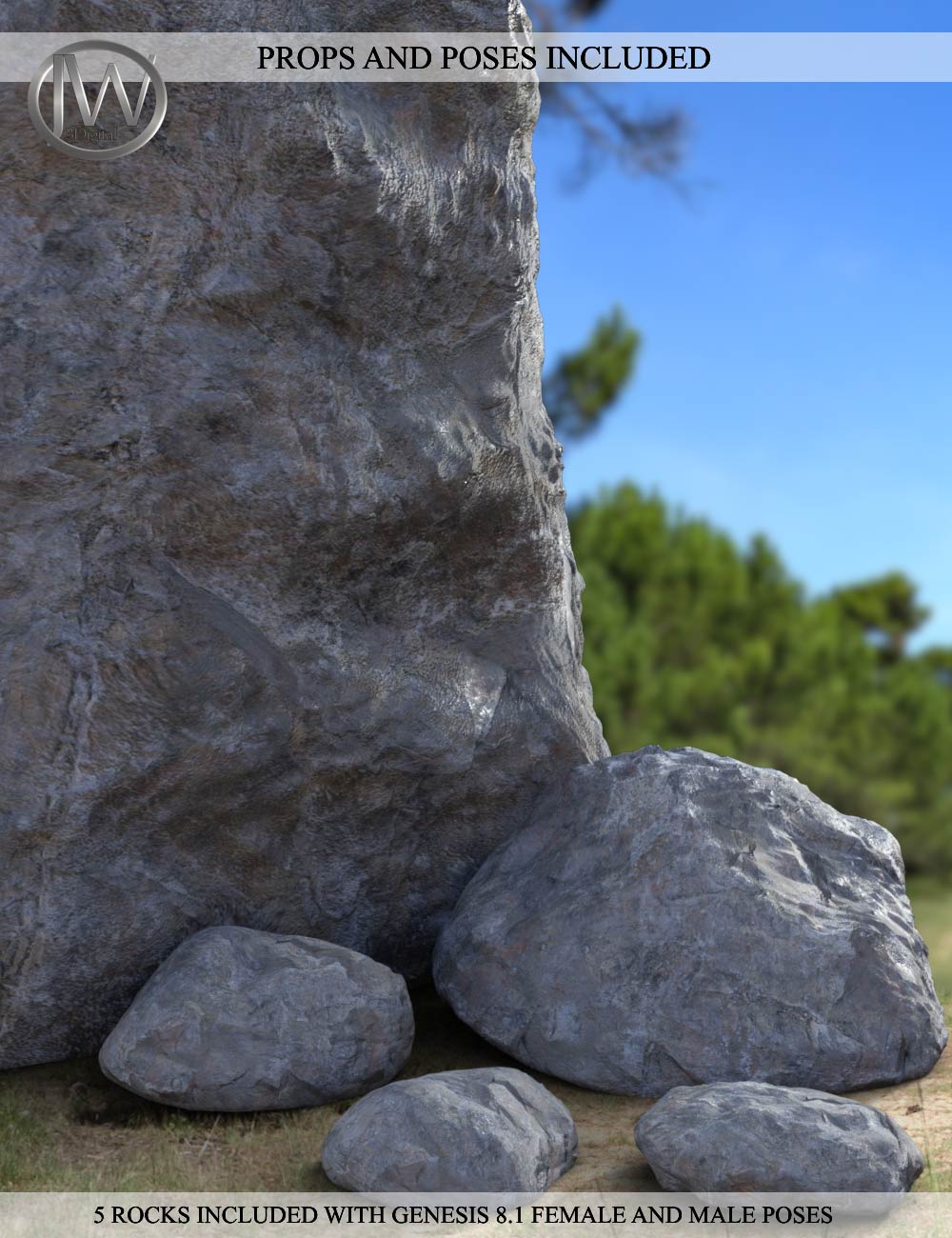 The Rocks Props and Poses for Genesis 8.1 | Daz 3D